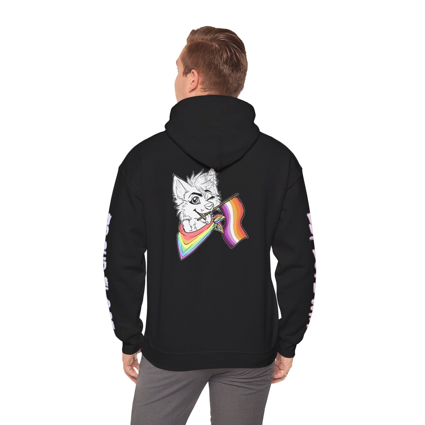 Lesbian Pride Furry Flag Hoodie — Bright Colorful Furry Pride Sweatshirt