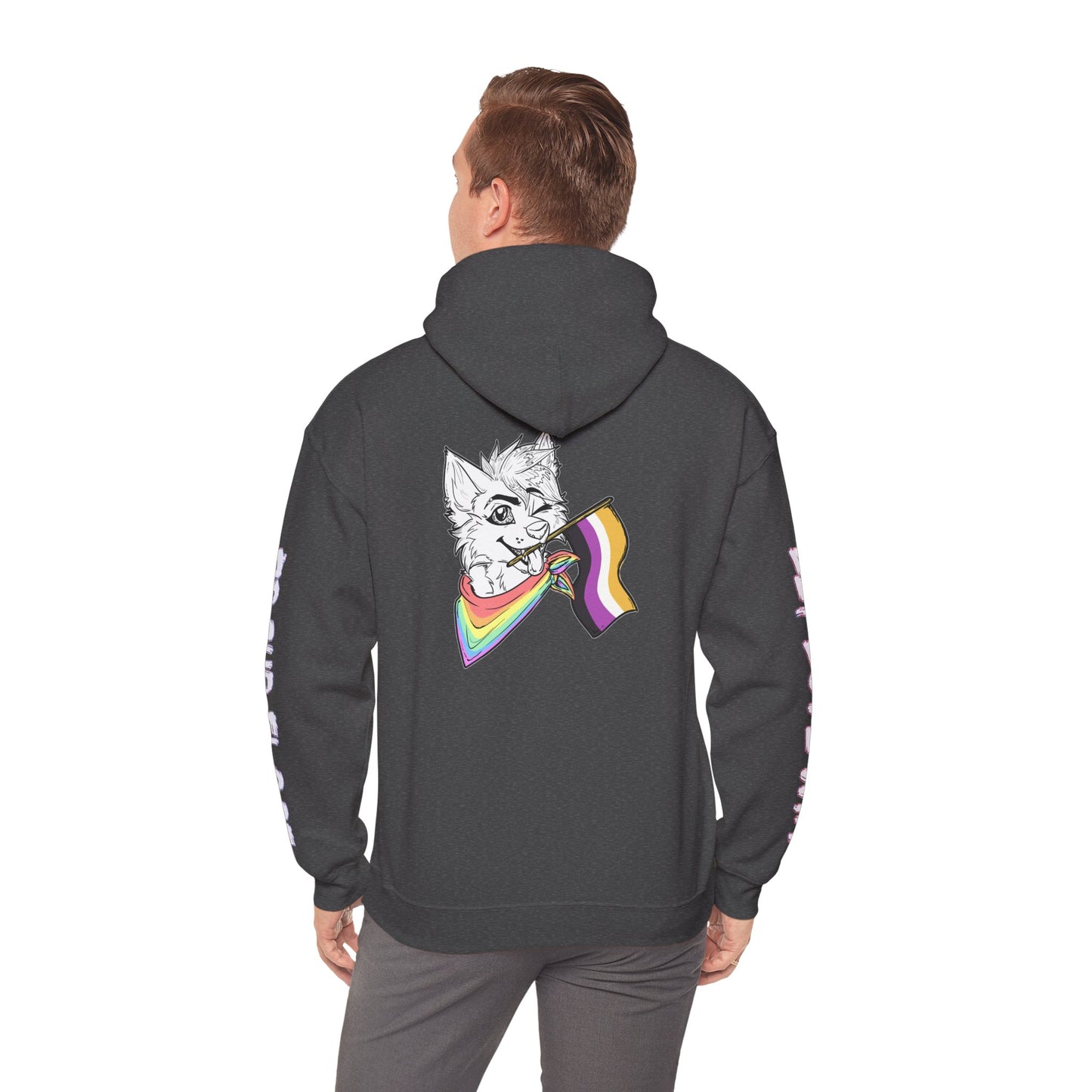 Non-Binary Pride Furry Flag Hoodie — Bright Colorful Furry Pride Sweatshirt