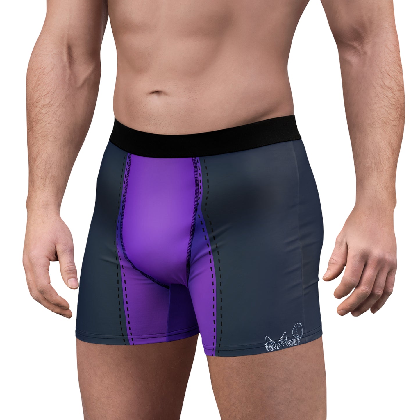 Purple Pup Play Boxer Briefs — Black & Purple All-Over Print
