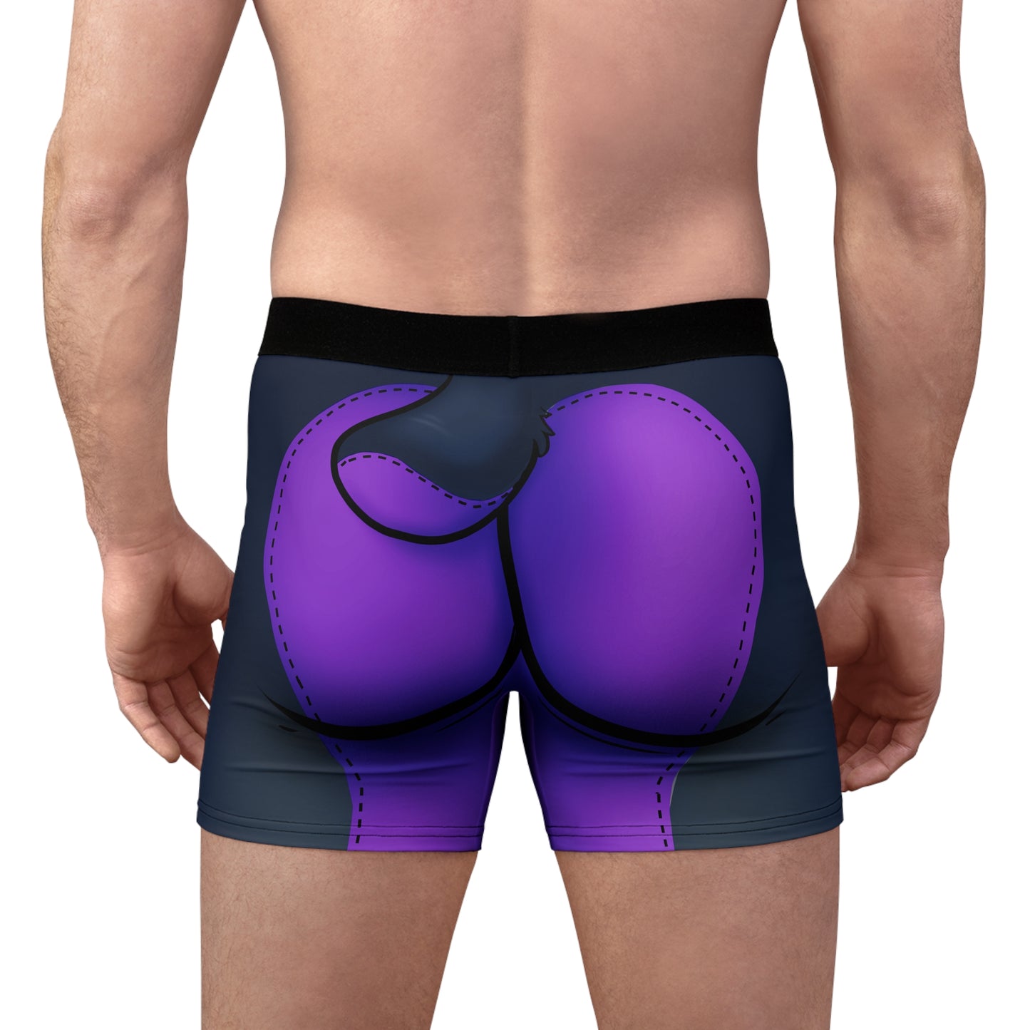 Purple Pup Play Boxer Briefs — Black & Purple All-Over Print