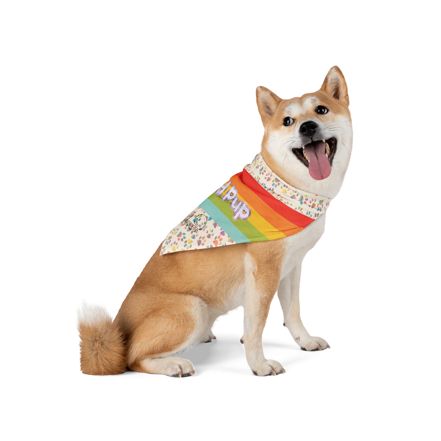 Pride Month "Proud Pup" Pup Bandana — Bright Rainbow Pup/Fursuit Accessory