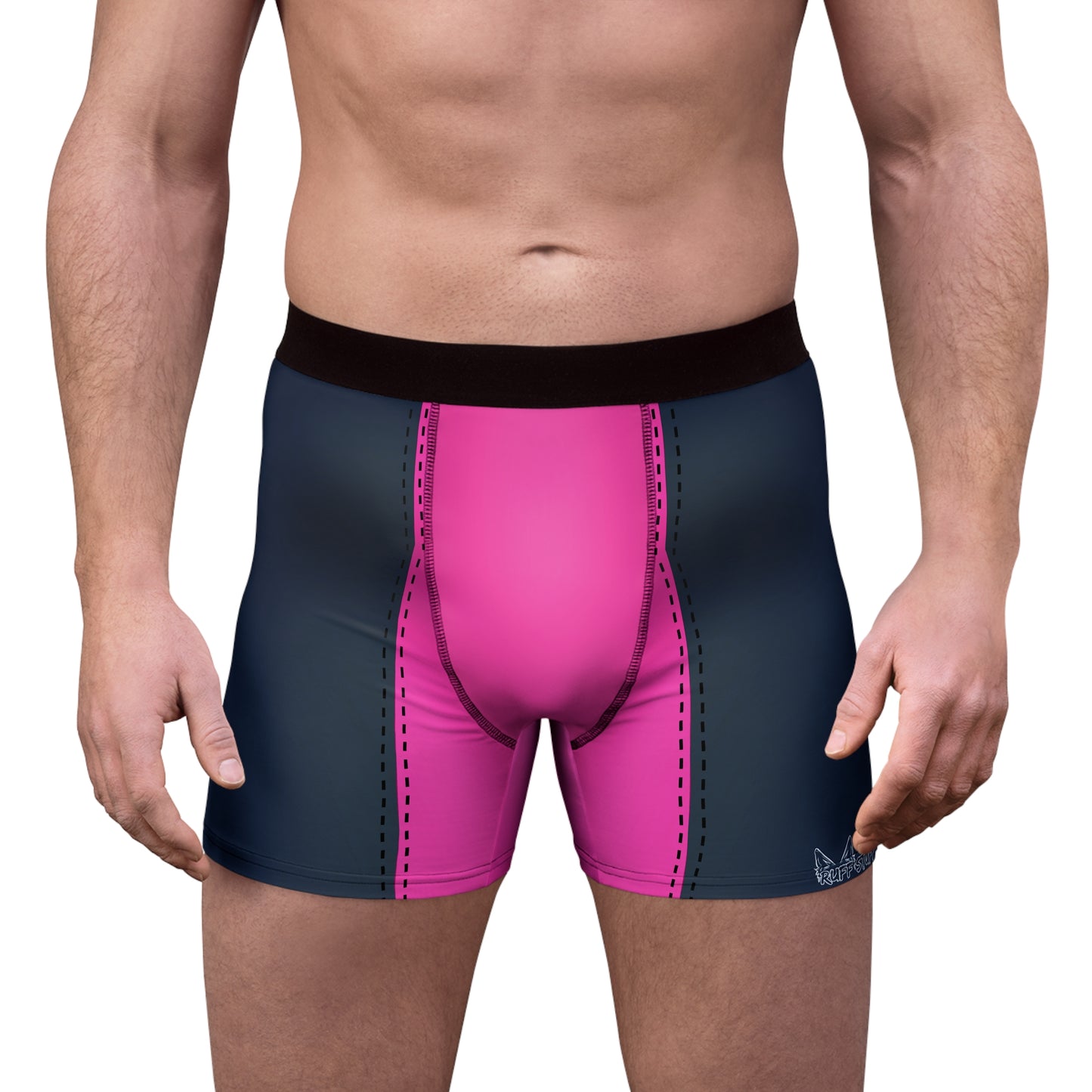 Pink Pup Play Boxer Briefs — Black & Pink All-Over Print