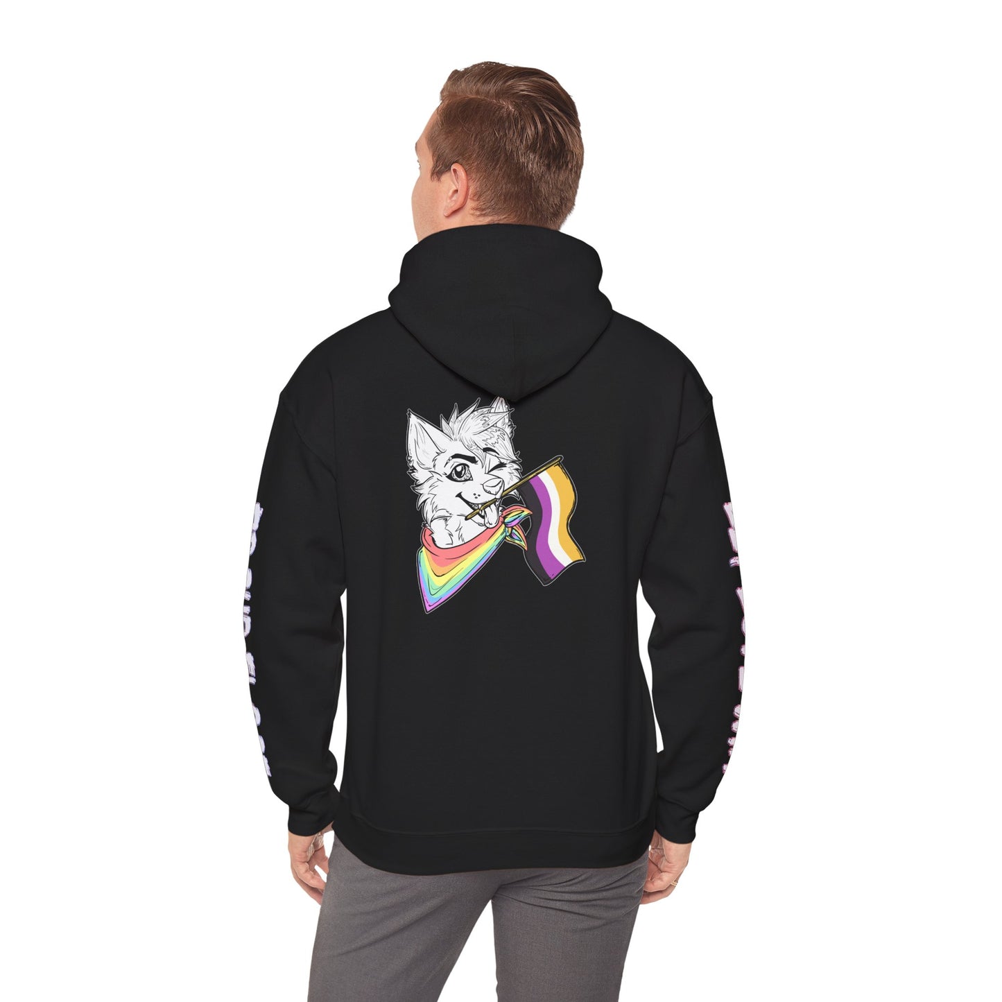 Non-Binary Pride Furry Flag Hoodie — Bright Colorful Furry Pride Sweatshirt