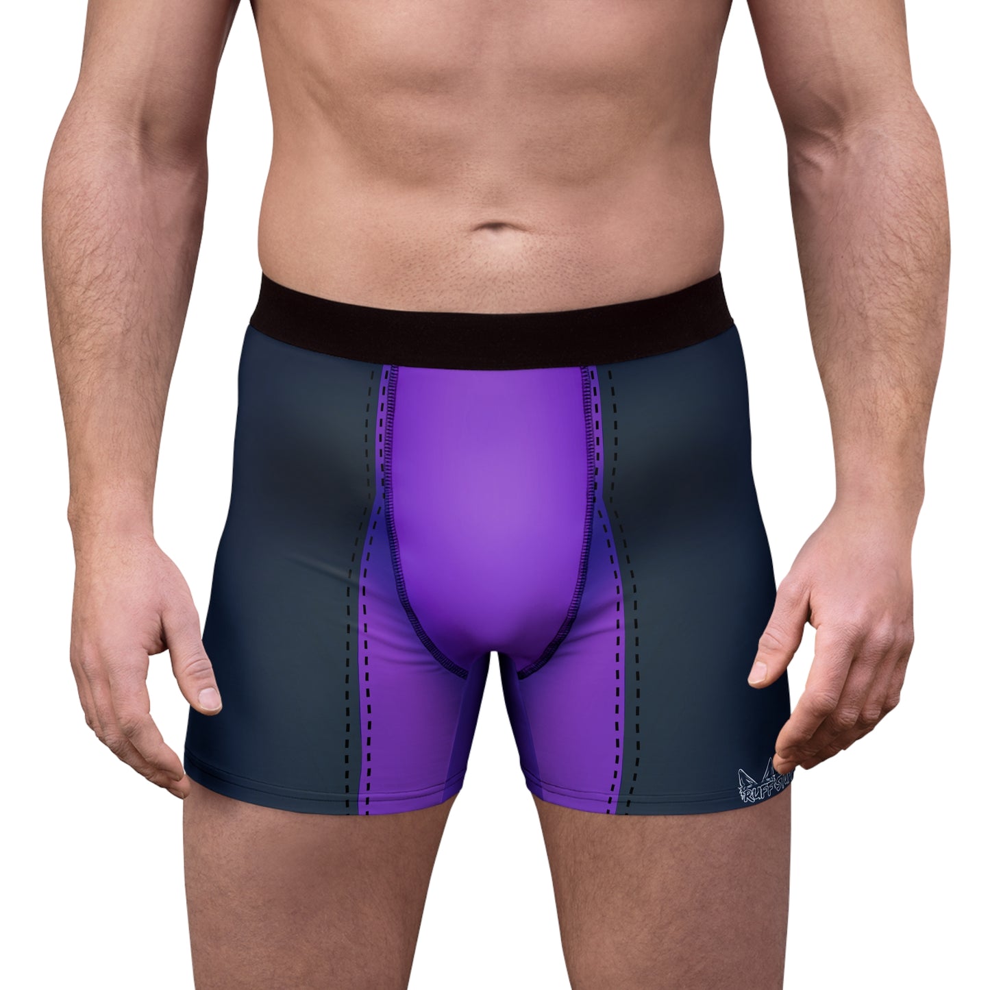 Purple Pup Play Boxer Briefs — Black & Purple All-Over Print