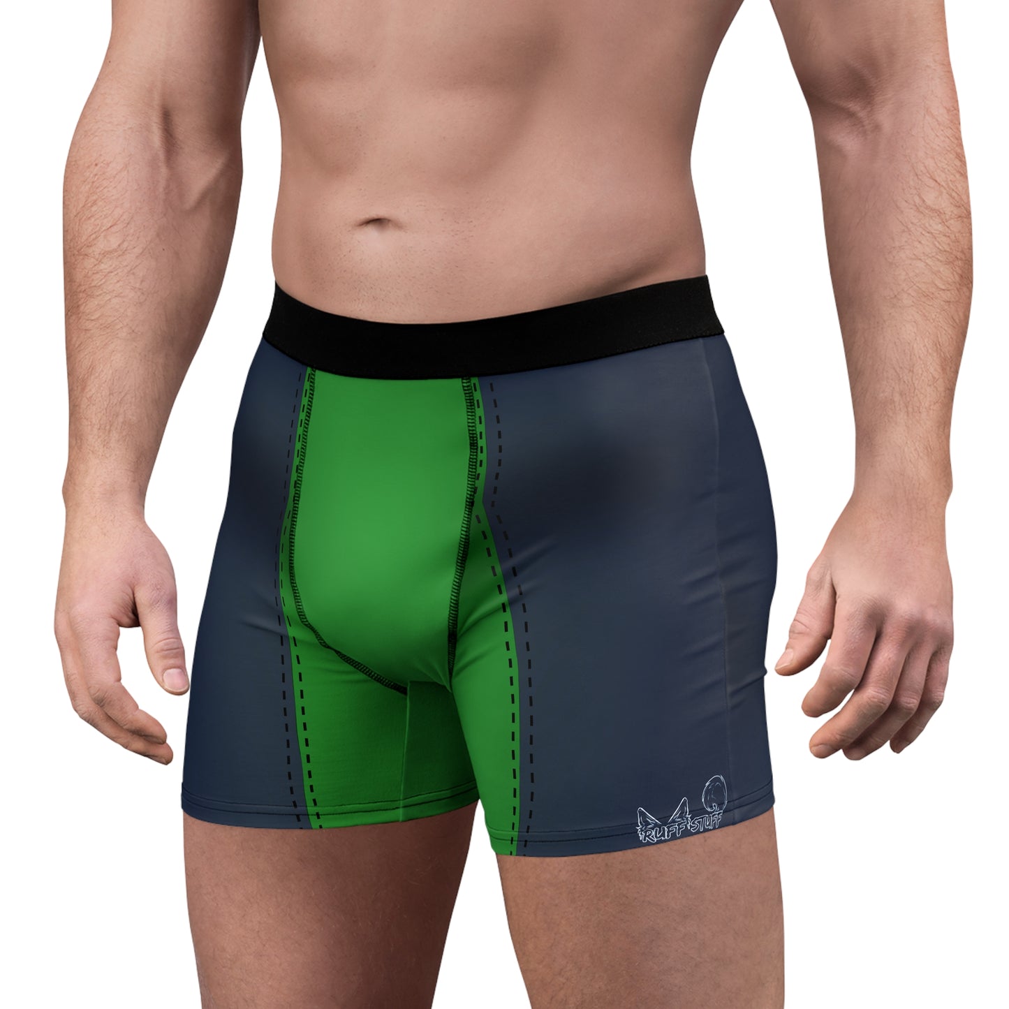 Green Pup Play Boxer Briefs — Black & Green All-Over Print