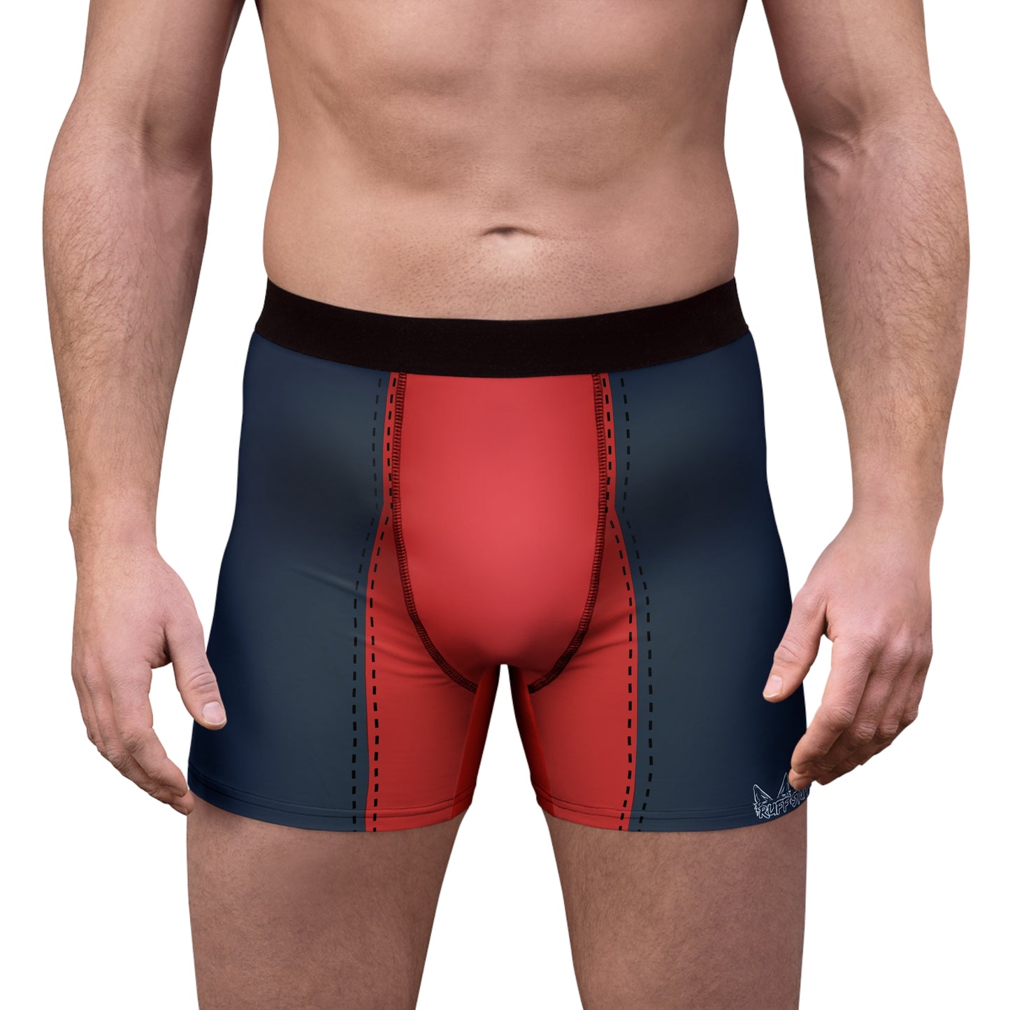 Red Pup Play Boxer Briefs — Black & Red All-Over Print