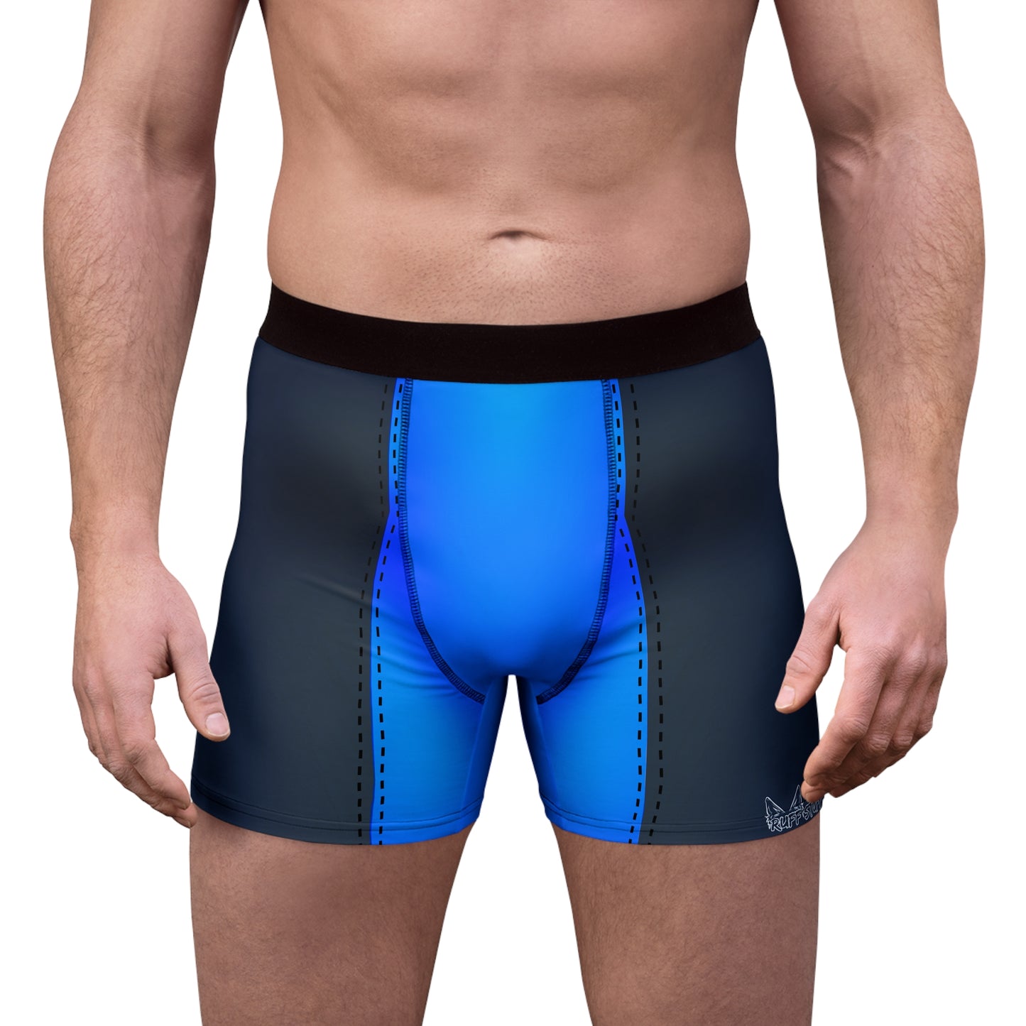 Blue Pup Play Boxer Briefs — Black & Blue All-Over Print