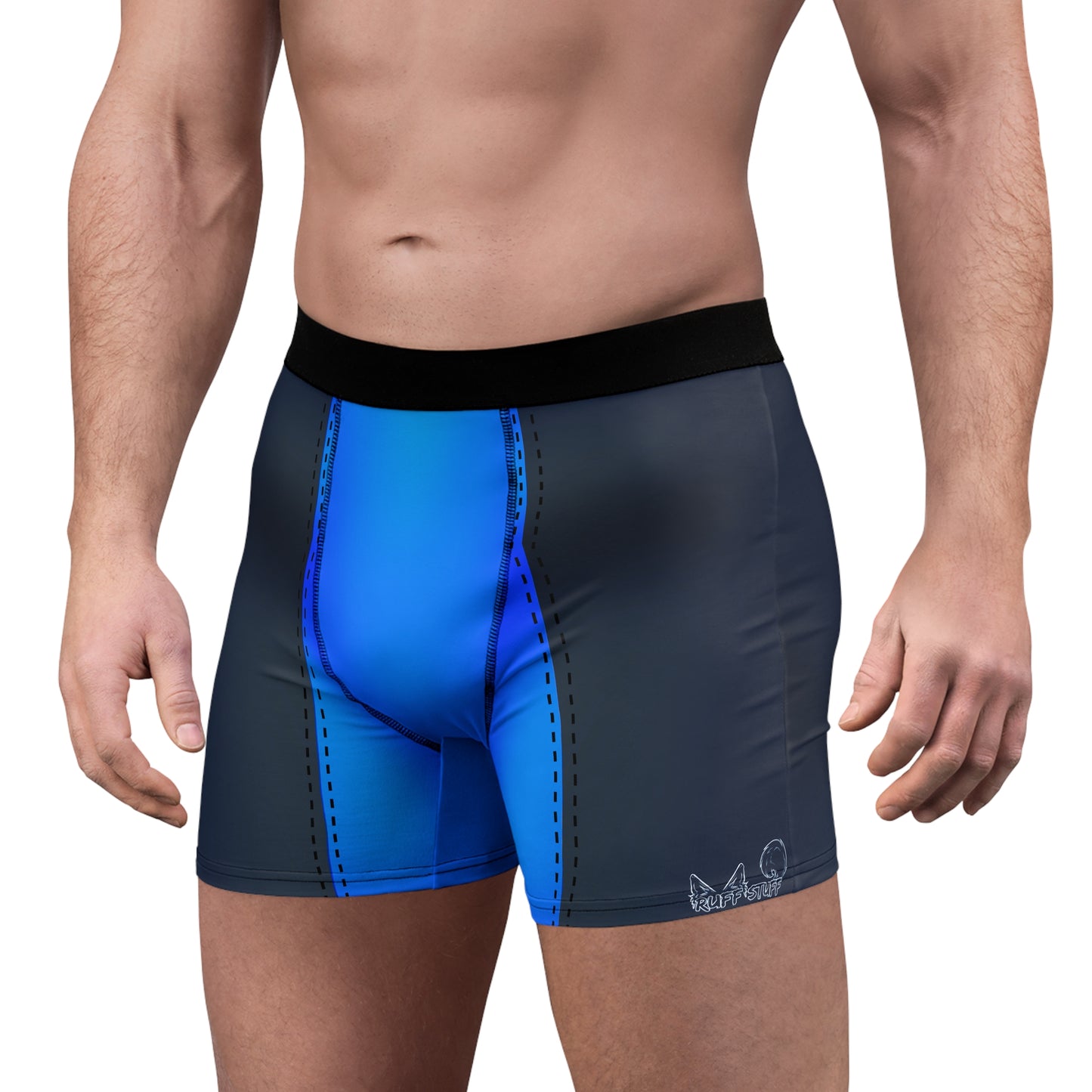 Blue Pup Play Boxer Briefs — Black & Blue All-Over Print