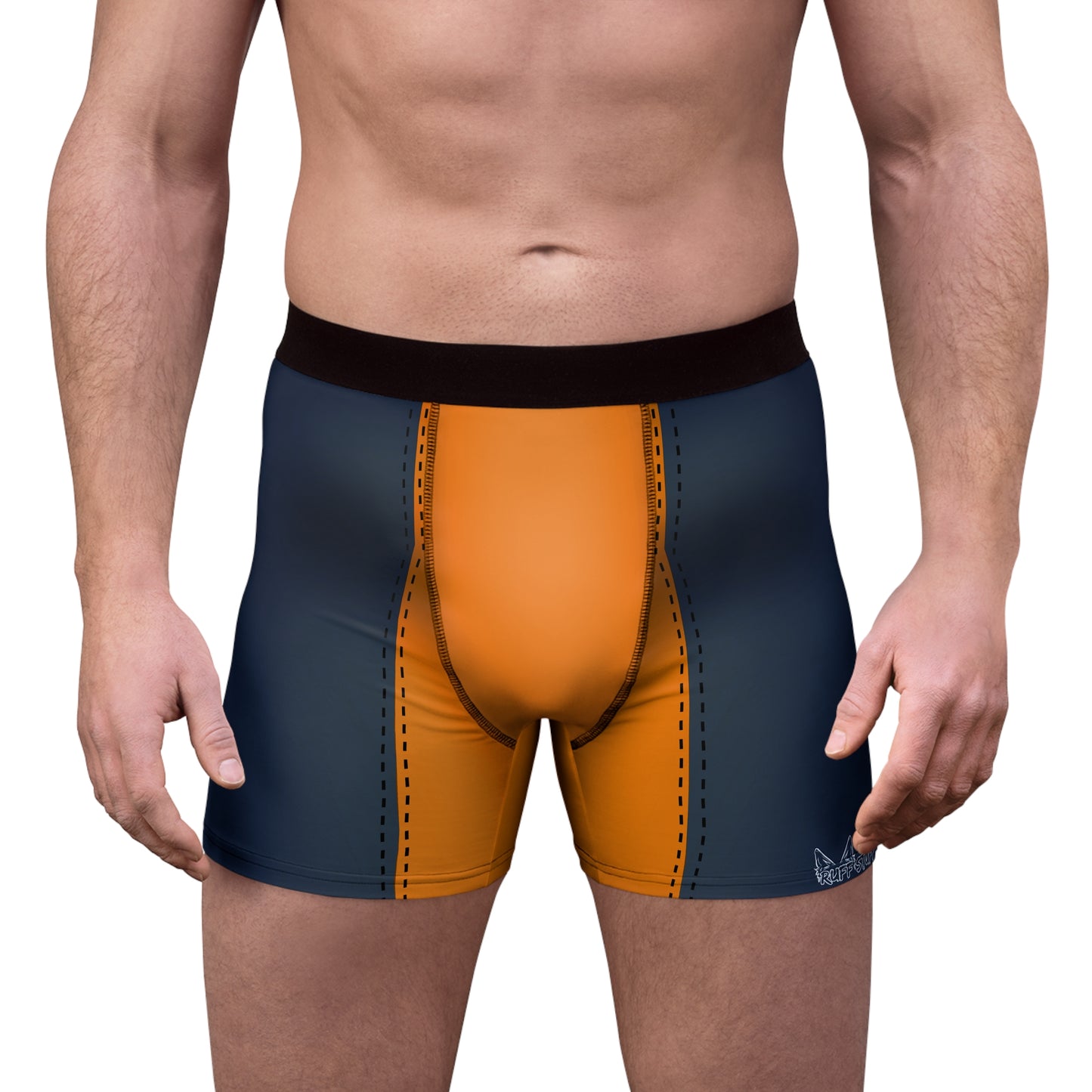 Orange Pup Play Boxer Briefs — Black & Orange All-Over Print